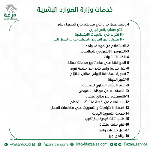 خدمات وزارة الموارد البشرية